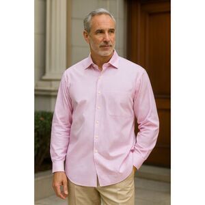 Battaglia Beverly Hills Pink Striped Cotton Button Down Shirt Top  Men's Size XL